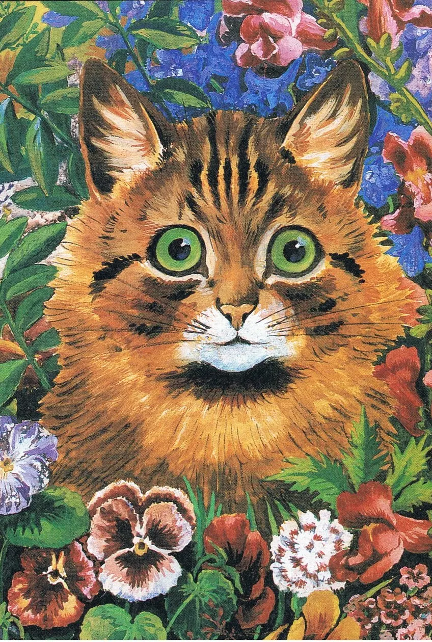 Cat Study by Louis Wain, used as a cat art puzzle in Purrfecto