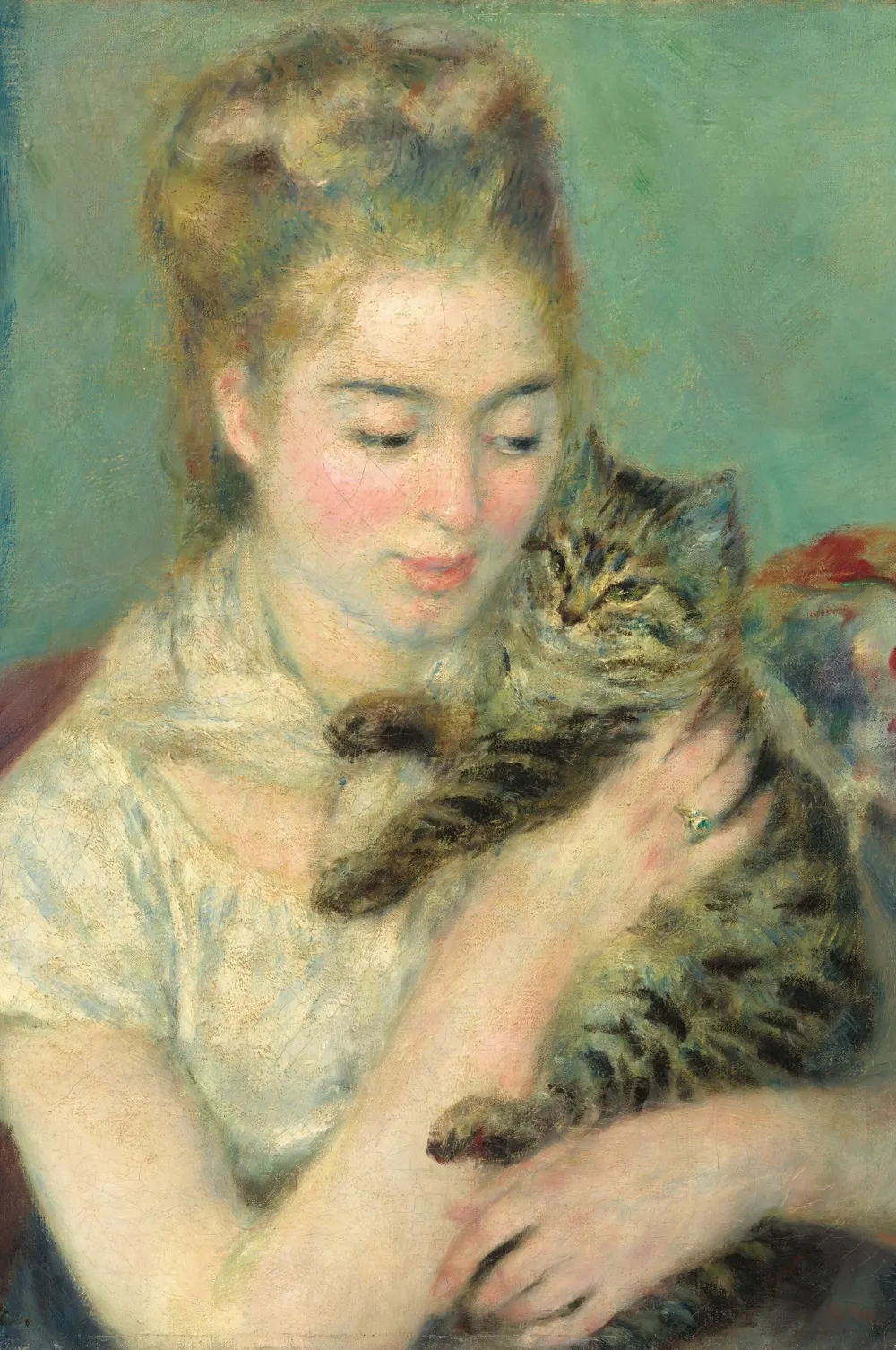 Woman with a Cat by Pierre-Auguste Renoir, featured as a cat painting puzzle